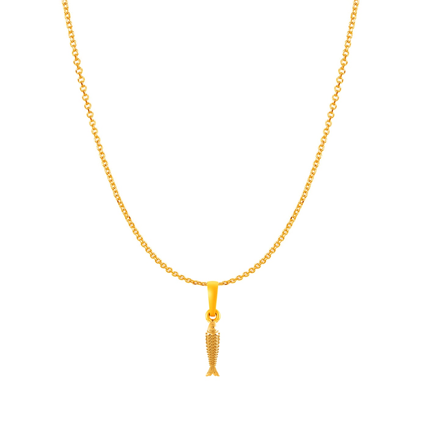 22KT Gold Plated Sterling Silver (92.5% Purity) Pure Silver Stylish and Fashionable Fish Chain Pendant (Locket with Anchor/ Cable Chain) for Women