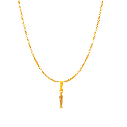 22KT Gold Plated Sterling Silver (92.5% Purity) Pure Silver Stylish and Fashionable Fish Chain Pendant (Locket with Anchor/ Cable Chain) for Women