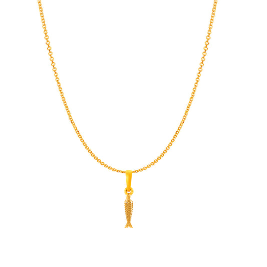 22KT Gold Plated Sterling Silver (92.5% Purity) Pure Silver Stylish and Fashionable Fish Chain Pendant (Locket with Anchor/ Cable Chain) for Women