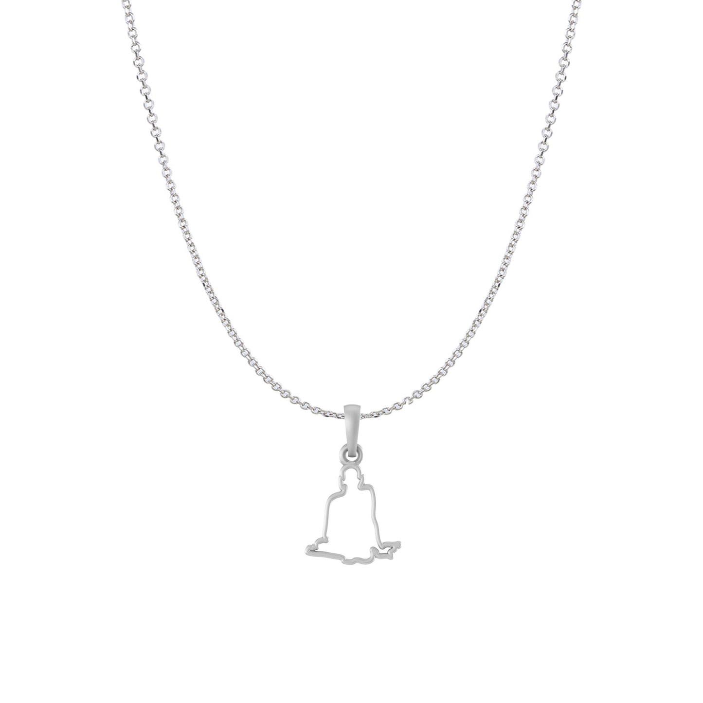 Akshat Sapphire Sterling Silver (92.5% purity) Spiritual Swami Samarth Chain Pendant (Pendant with Anchor/ Cable Chain Chain) for Men and women Pure Silver religious Swami of Akkalkot Swami Smarth Chain Locket for Good Luck, Health & Wealth