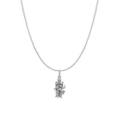 Akshat Sapphire Sterling Silver (92.5% purity) Goddess Mansa Devi Ji chain Pendant (Pendant with Anchor/ Cable Chain Chain) for Men & Women Pure Silver Maa Mansa Devi Shaktipeeth chain Locket for Good Health & Wealth