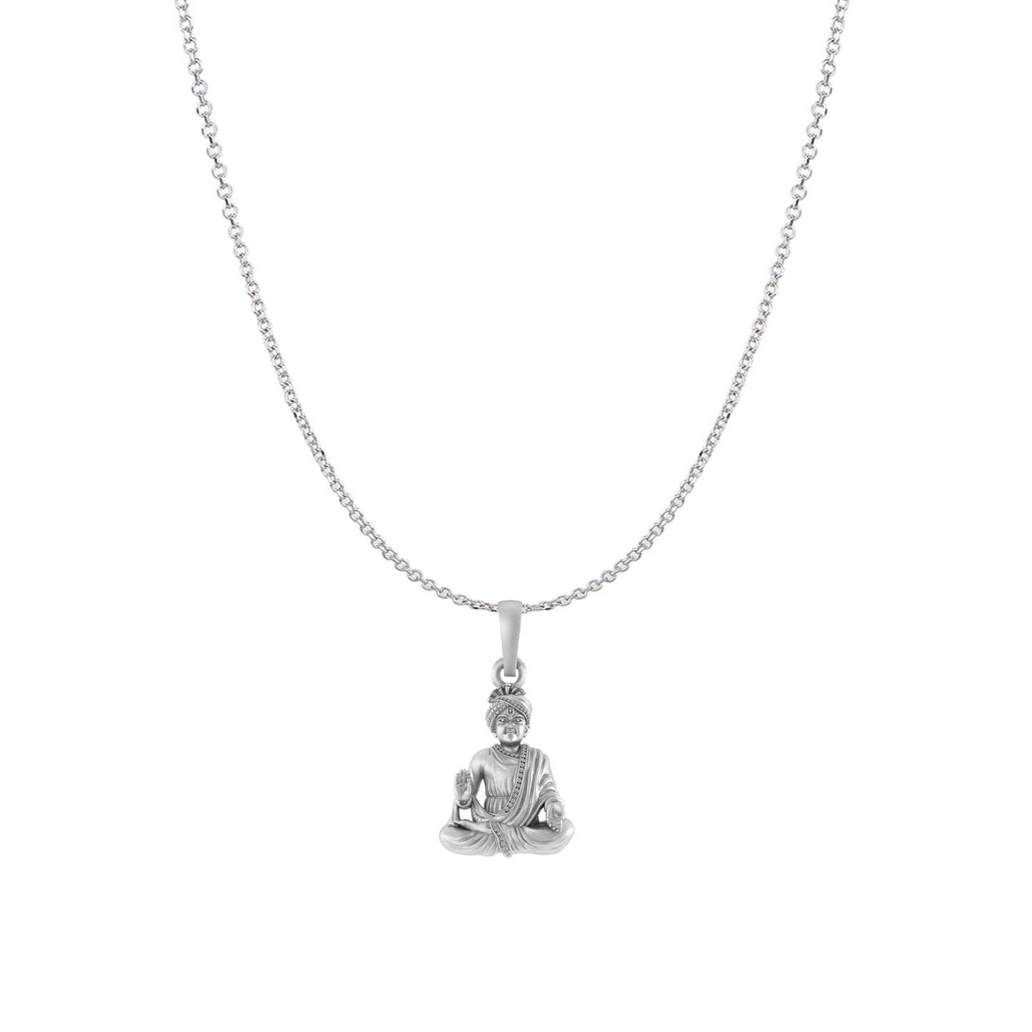 Akshat Sapphire Sterling Silver (92.5% purity) God Swaminarayan Chain Pendant (Pendant with Anchor/ Cable Chain Chain) for Men & Women Pure Silver Swaminarayan Chain Locket for Good Health & Wealth