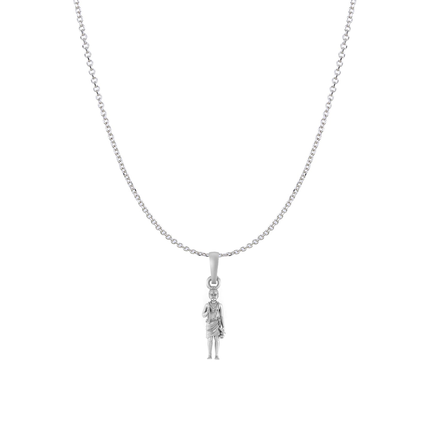 Akshat Sapphire Sterling Silver (92.5% purity) God Swaminarayan Chain Pendant (Pendant with Anchor/ Cable Chain Chain) for Men & Women Pure Silver Swaminarayan Chain Locket for Good Health & Wealth