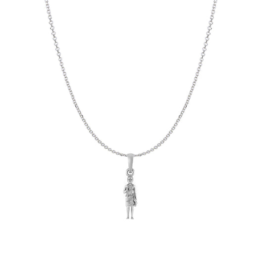 Akshat Sapphire Sterling Silver (92.5% purity) God Swaminarayan Chain Pendant (Pendant with Anchor/ Cable Chain Chain) for Men & Women Pure Silver Swaminarayan Chain Locket for Good Health & Wealth