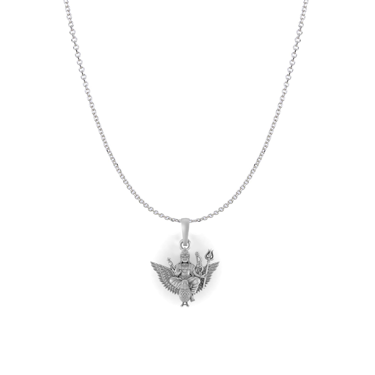 God Shani Dev Pure Silver 92.5% purity Chain pendant by Akshat Sapphire Shani Dev Pendant (Pendant with Anchor Chain-18 inches)