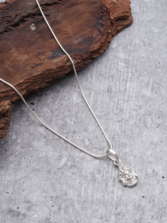 God Durga Maa Pure Silver 92.5% purity Chain pendant by Akshat Sapphire Durga Maa Pendant (Pendant with Anchor Chain-18 inches)