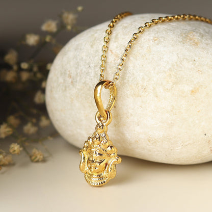 22KT Gold Plated Sterling Silver God Durga Maa Pure Silver 92.5% purity Chain with Durga Maa Pendant (Pendant with Anchor Chain-18 inches)