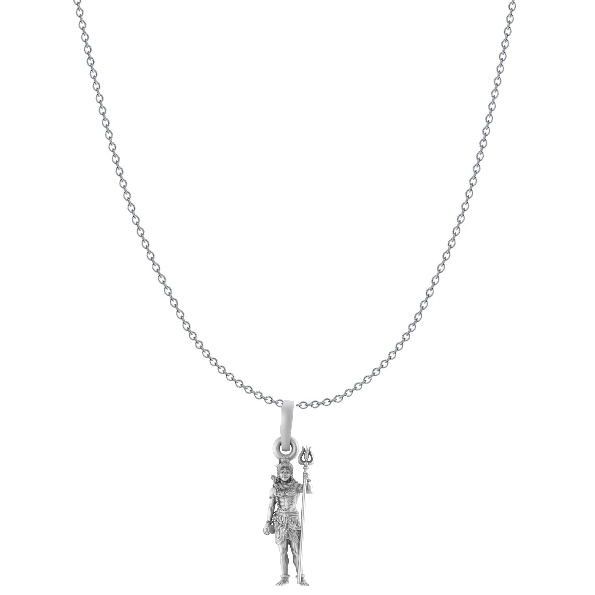 God Shiva Pure Silver 92.5% purity Chain pendant by Akshat Sapphire Shiva Pendant (Pendant with Anchor Chain-18 inches)