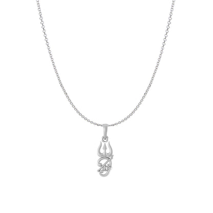 Spiritual Tamil OM Pure Silver 92.5% purity Chain pendant by for Men & Women (Pendant with Anchor Chain-18 inches)