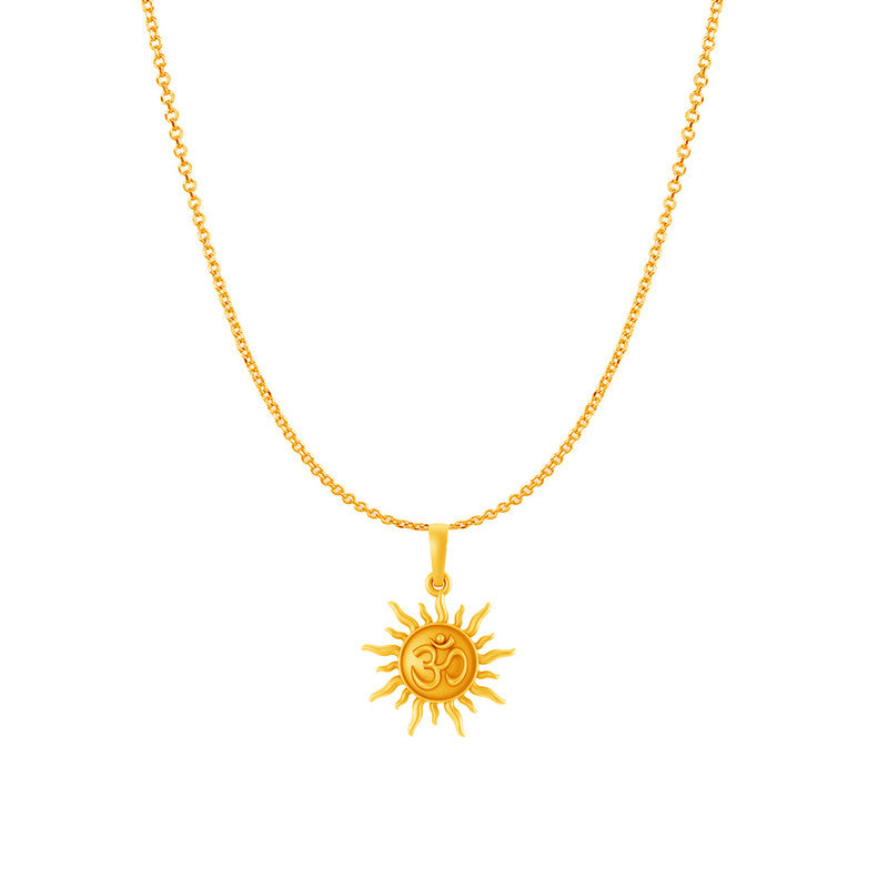 Akshat Sapphire 22KT Gold Plated Sterling Silver (92.5% purity) Spiritual Sun Chain Pendant (Pendant with Anchor Chain-18 inches) for  Women Pure Silver Divine Sun Chain Locket for Health & Wealth