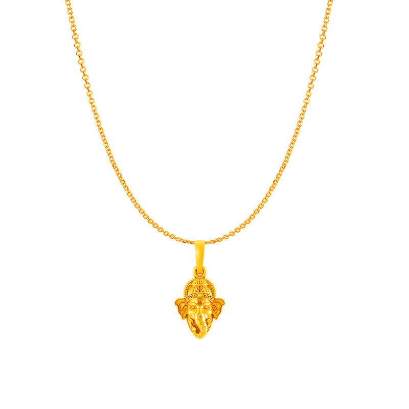Akshat Sapphire 22KT Gold Plated Sterling Silver (92.5% purity) God Ganesha Chain Pendant (Pendant with Anchor Chain-18 inches) for  Women Pure Silver Lord Ganapathy Chain Locket for Good Health & Wealth