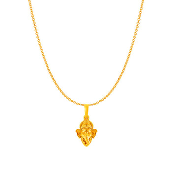 Akshat Sapphire 22KT Gold Plated Sterling Silver (92.5% purity) God Ganesha Chain Pendant (Pendant with Anchor Chain-18 inches) for  Women Pure Silver Lord Ganapathy Chain Locket for Good Health & Wealth