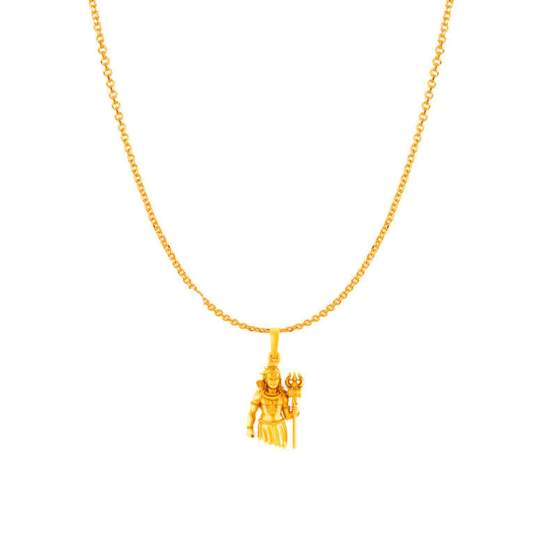 Akshat Sapphire 22KT Gold Plated Sterling Silver God Shiva Chain Pendant with 92.5% purity Shiva Chain Pendant (Pendant with Anchor Chain-18 inches)