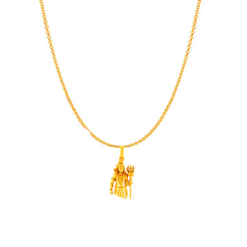 Akshat Sapphire 22KT Gold Plated Sterling Silver God Shiva Chain Pendant with 92.5% purity Shiva Chain Pendant (Pendant with Anchor Chain-18 inches)