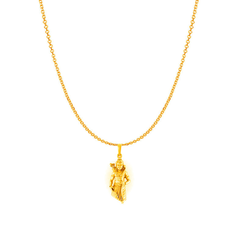Akshat Sapphire 22KT Gold Plated Sterling Silver God Ram Ji chain Pendant (with 92.5% purity) (Pendant with Anchor Chain-18 inches) for  Women  Bhagwan Shri Ram Locket for Good Health & Wealth