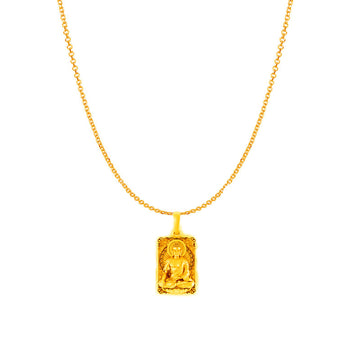 Akshat Sapphire 22KT Gold Plated Sterling Silver God Gautam Buddha Chain Pendant (with 92.5% purity) (Pendant with Anchor Chain-18 inches) for  Women  religious Gautam buddh Chain Locket for Good Health & Wealth