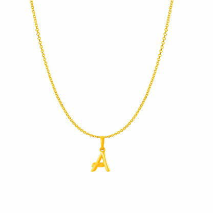 22KT Gold Plated Pure Silver (92.5% purity) precious Name alphabet chain pendant (Pendnat with Anchor chain- 18 Inches) designer alphabet chain locket