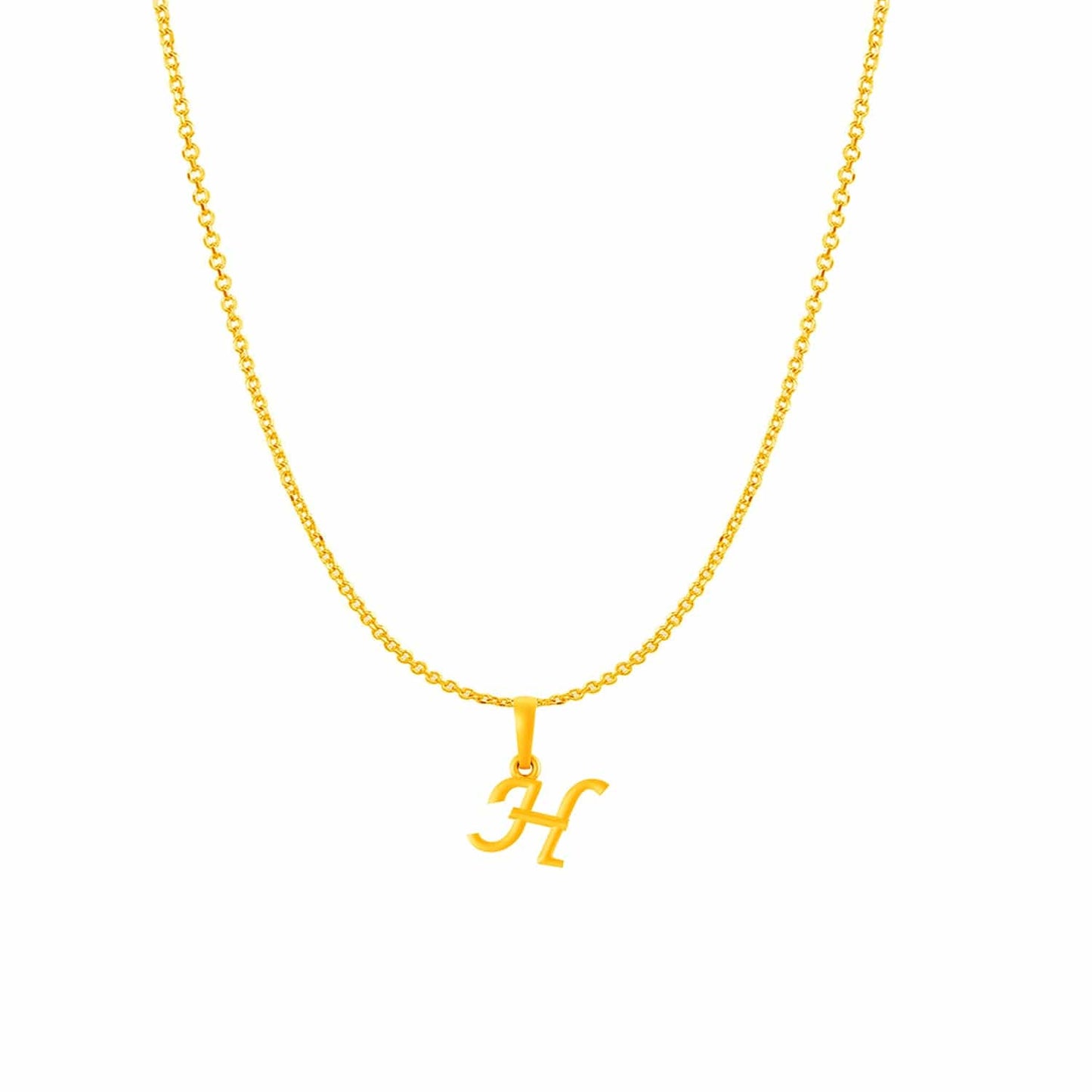 22KT Gold Plated Pure Silver (92.5% purity) precious Name alphabet chain pendant (Pendnat with Anchor chain- 18 Inches) designer alphabet chain locket