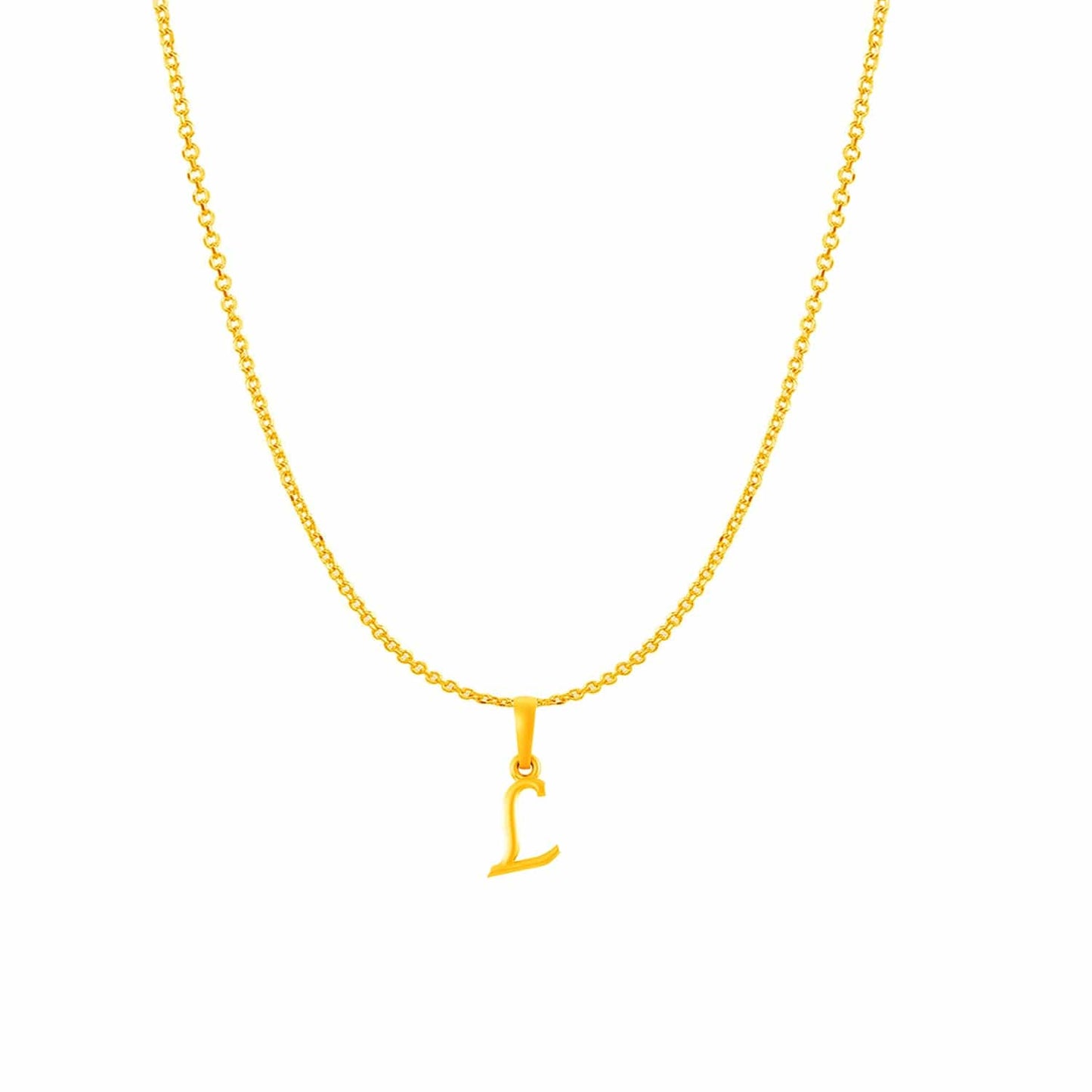 22KT Gold Plated Pure Silver (92.5% purity) precious Name alphabet chain pendant (Pendnat with Anchor chain- 18 Inches) designer alphabet chain locket