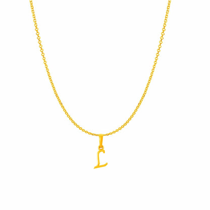 22KT Gold Plated Pure Silver (92.5% purity) precious Name alphabet chain pendant (Pendnat with Anchor chain- 18 Inches) designer alphabet chain locket