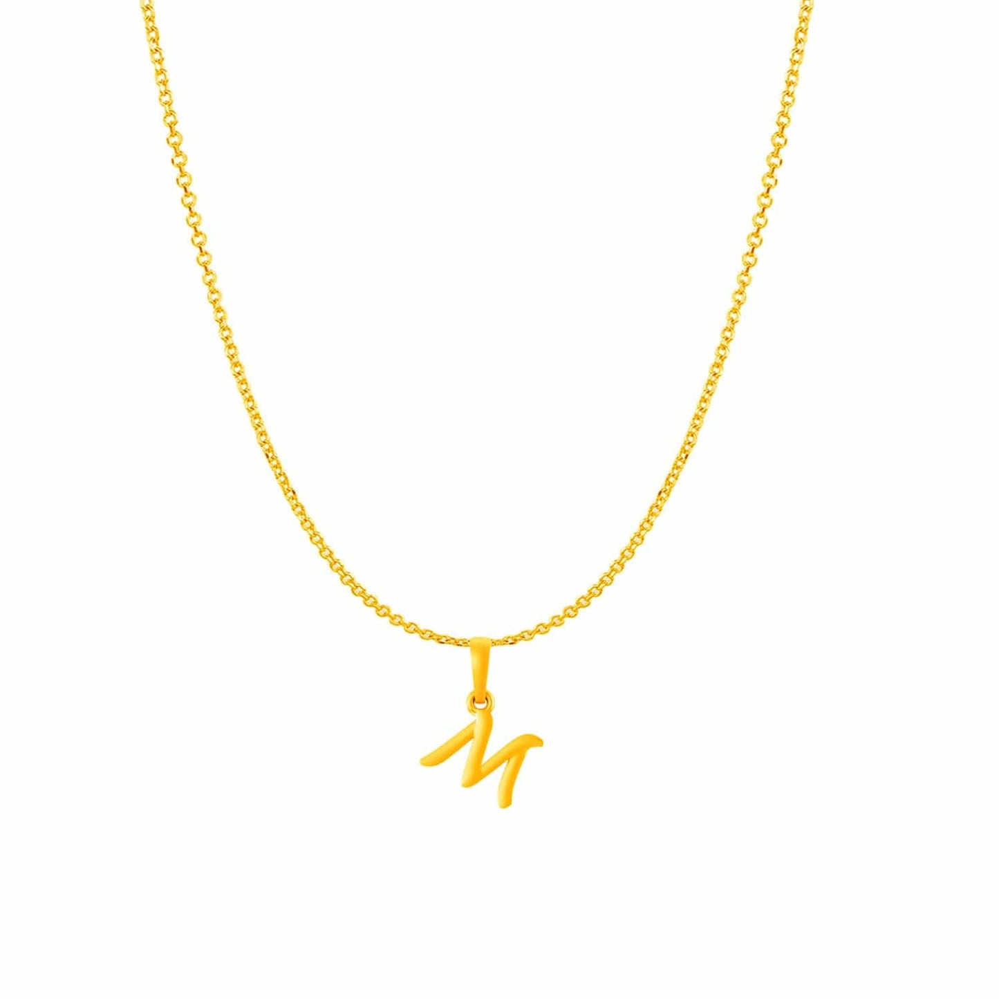 22KT Gold Plated Pure Silver (92.5% purity) precious Name alphabet chain pendant (Pendnat with Anchor chain- 18 Inches) designer alphabet chain locket