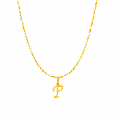 22KT Gold Plated Pure Silver (92.5% purity) precious Name alphabet chain pendant (Pendnat with Anchor chain- 18 Inches) designer alphabet chain locket