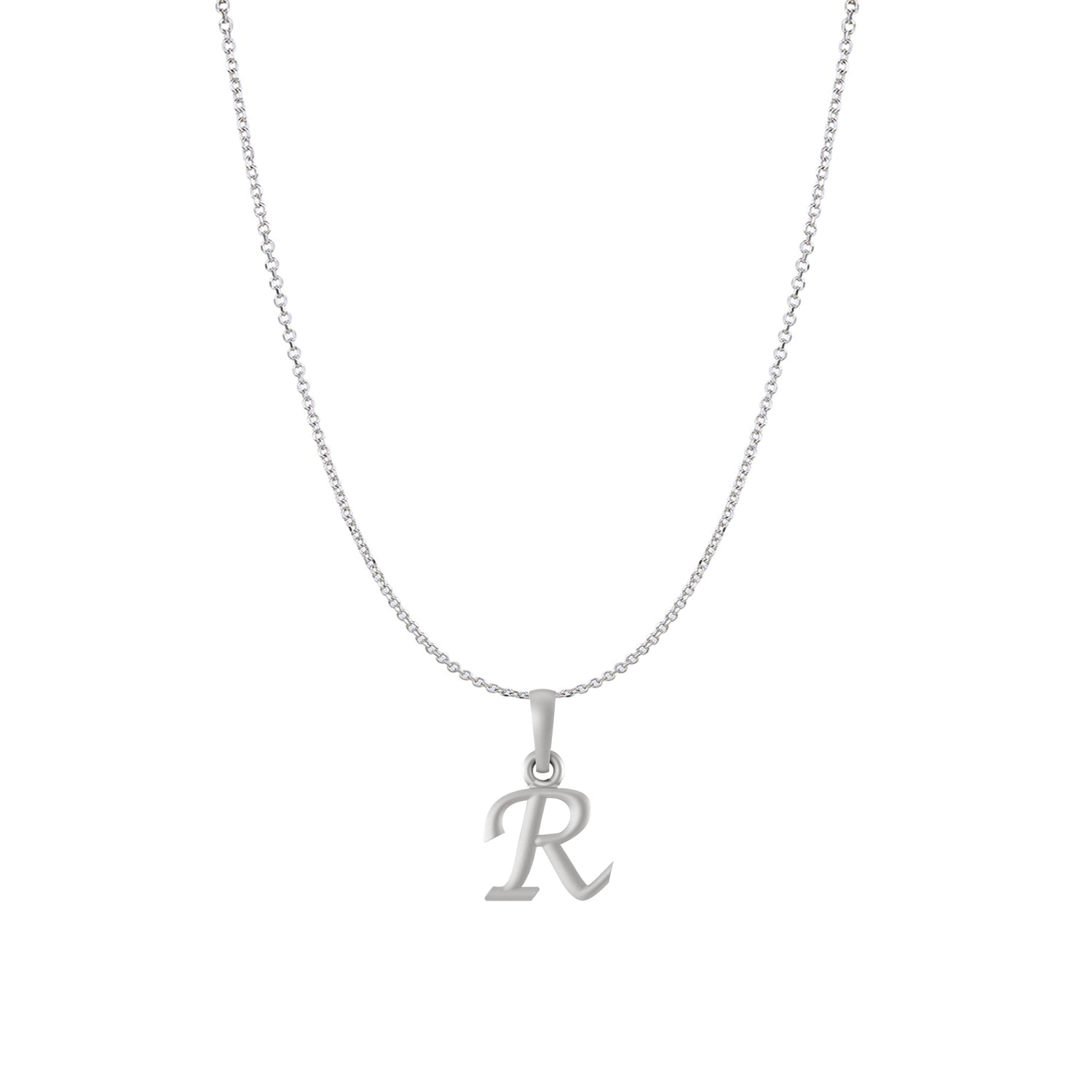 Akshat Sapphire Sterling Silver (92.5% purity) precious Name alphabet chain pendant (Pendnat with Anchor/Cable chain) pure silver designer alphabet chain locket