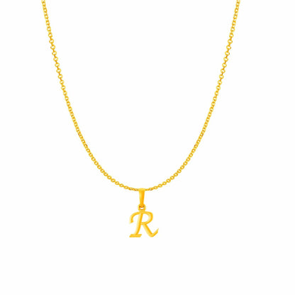 22KT Gold Plated Pure Silver (92.5% purity) precious Name alphabet chain pendant (Pendnat with Anchor chain- 18 Inches) designer alphabet chain locket
