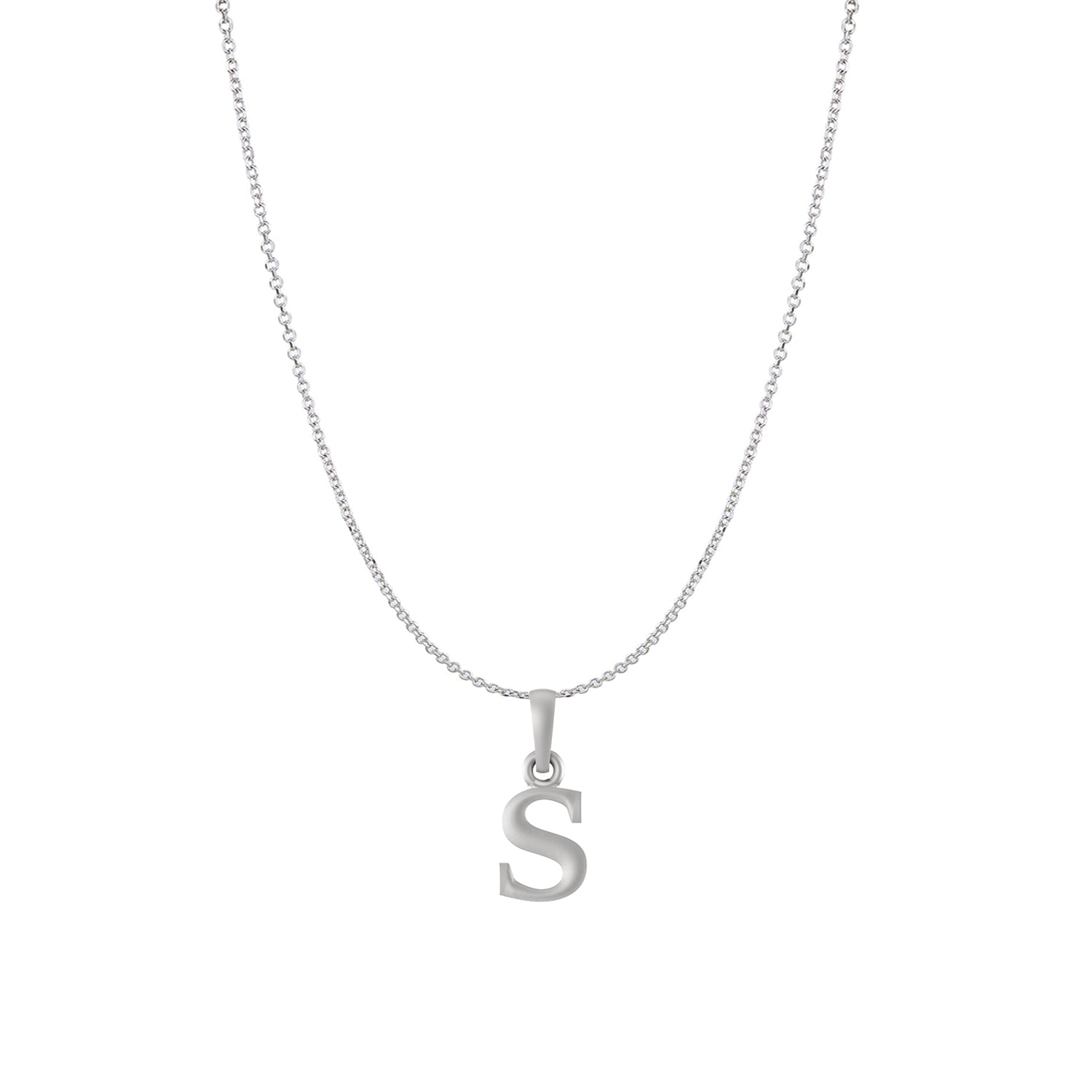 Akshat Sapphire Sterling Silver (92.5% purity) precious Name alphabet chain pendant (Pendnat with Anchor/Cable chain) pure silver designer alphabet chain locket