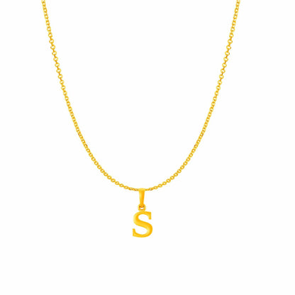 22KT Gold Plated Pure Silver (92.5% purity) precious Name alphabet chain pendant (Pendnat with Anchor chain- 18 Inches) designer alphabet chain locket