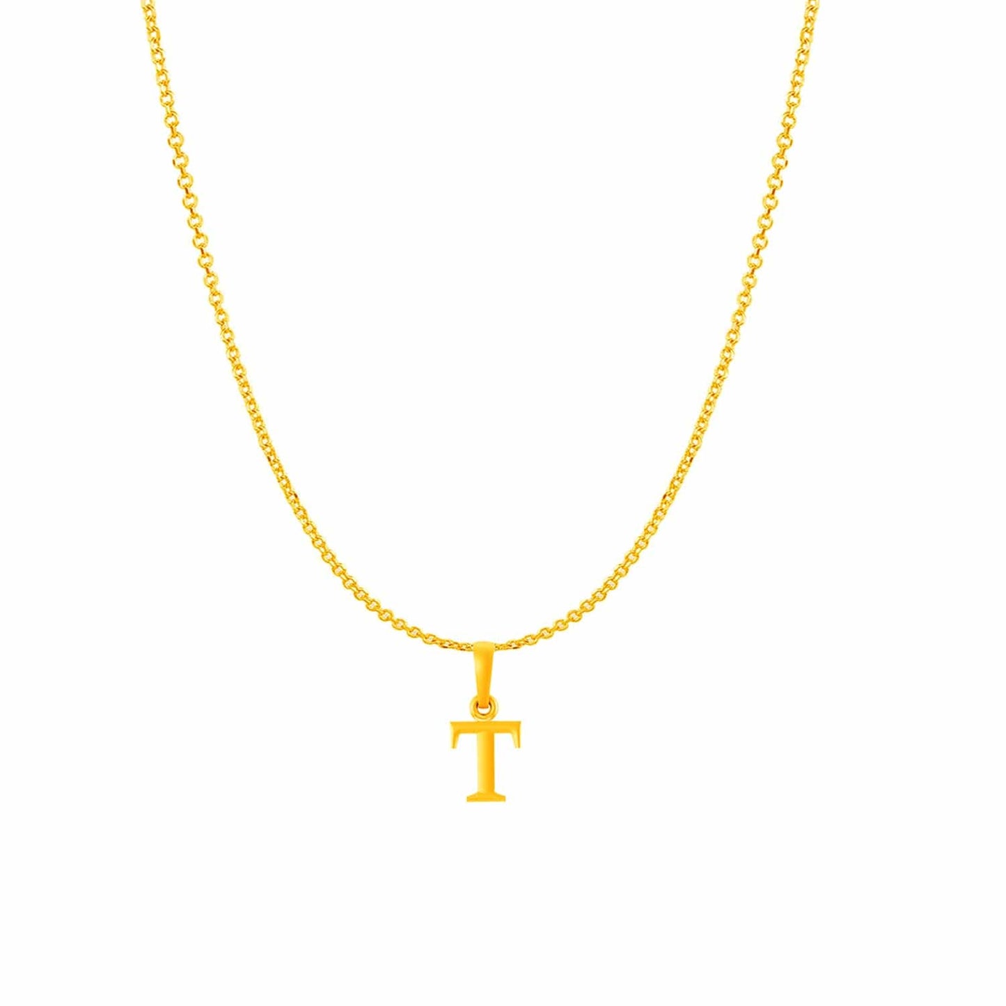 22KT Gold Plated Pure Silver (92.5% purity) precious Name alphabet chain pendant (Pendnat with Anchor chain- 18 Inches) designer alphabet chain locket
