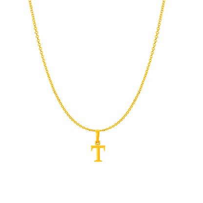 22KT Gold Plated Pure Silver (92.5% purity) precious Name alphabet chain pendant (Pendnat with Anchor chain- 18 Inches) designer alphabet chain locket