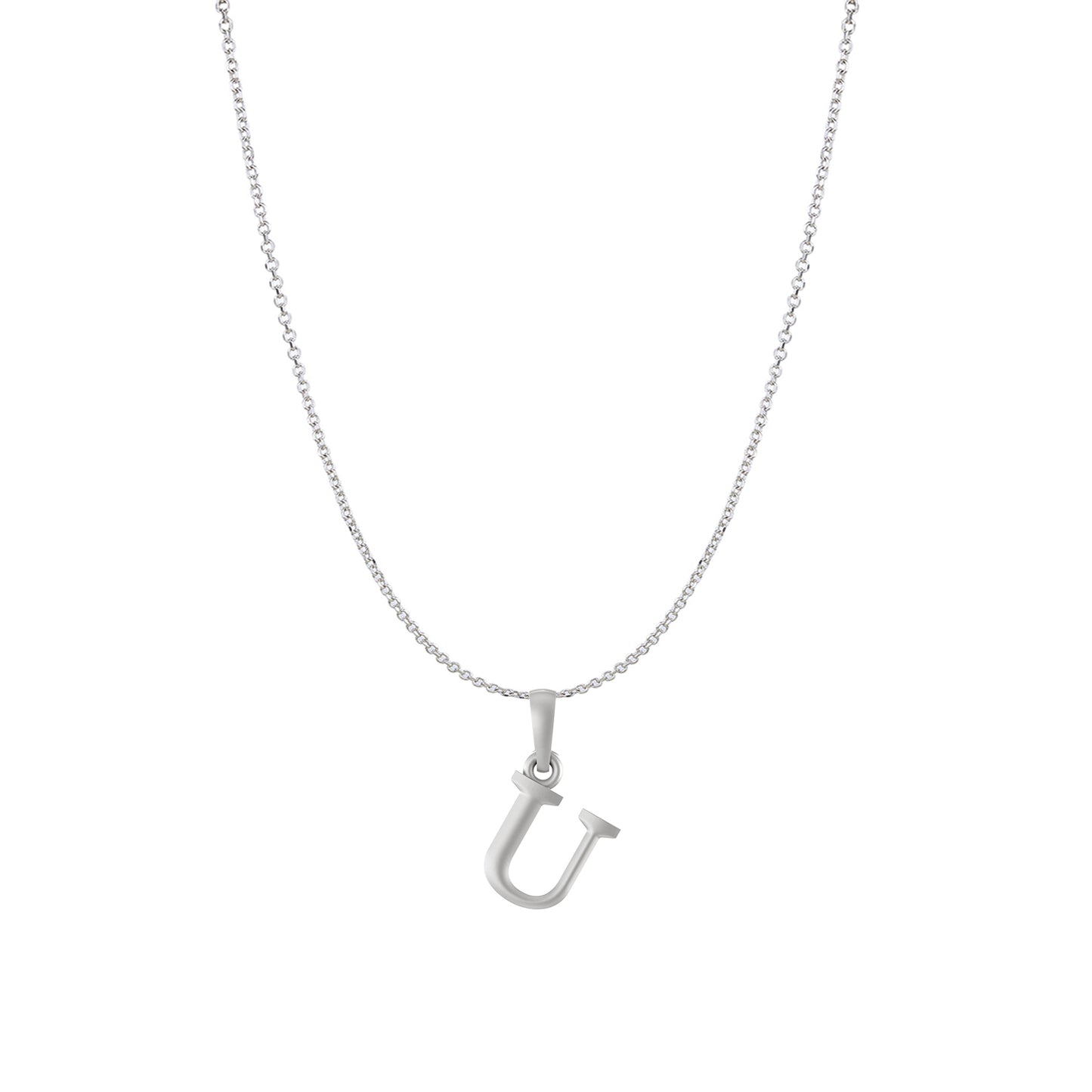 Akshat Sapphire Sterling Silver (92.5% purity) precious Name alphabet chain pendant (Pendnat with Anchor/Cable chain) pure silver designer alphabet chain locket