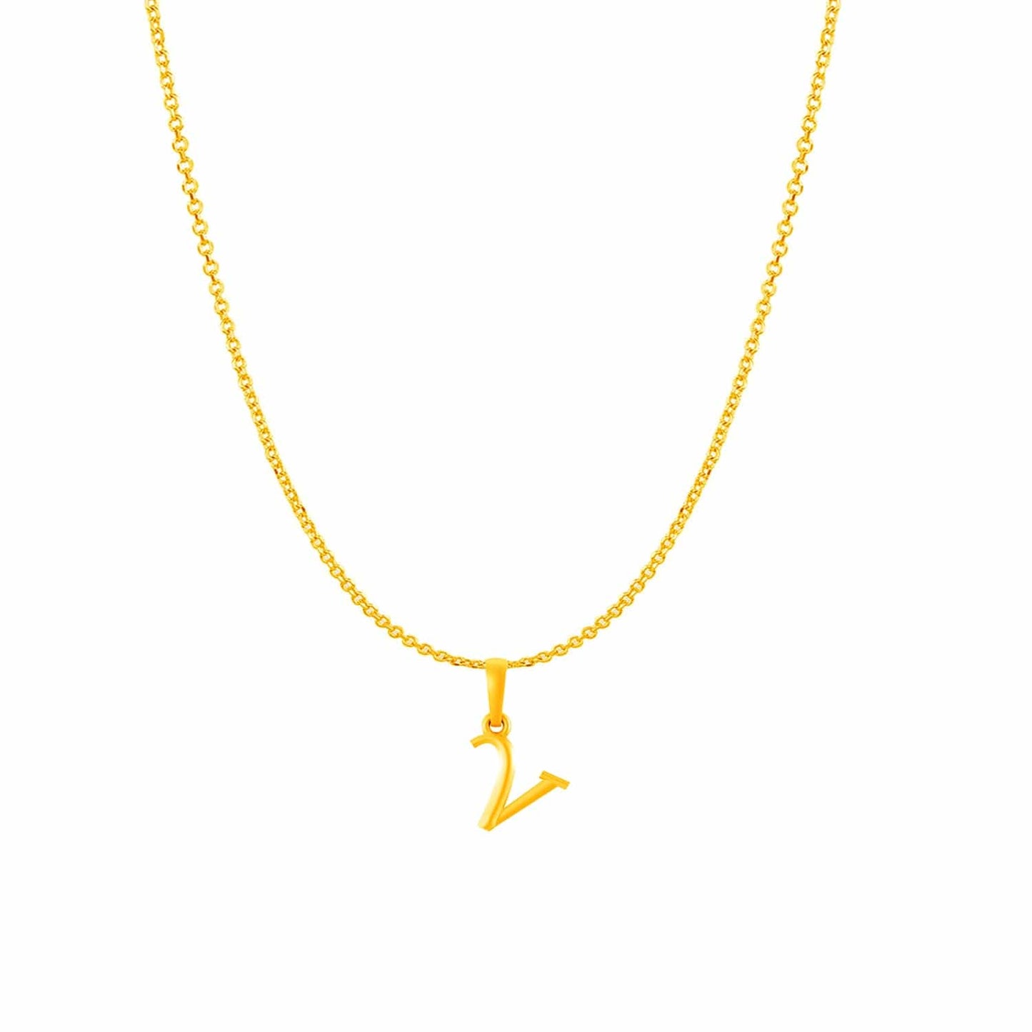 22KT Gold Plated Pure Silver (92.5% purity) precious Name alphabet chain pendant (Pendnat with Anchor chain- 18 Inches) designer alphabet chain locket