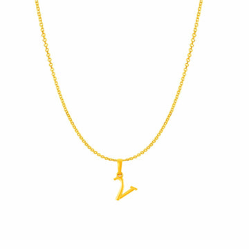 22KT Gold Plated Silver (92.5% purity) precious Name alphabet chain pendant (Pendnat with Anchor chain- 18 Inches) pure silver designer alphabet chain locket