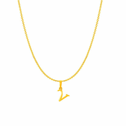 22KT Gold Plated Pure Silver (92.5% purity) precious Name alphabet chain pendant (Pendnat with Anchor chain- 18 Inches) designer alphabet chain locket