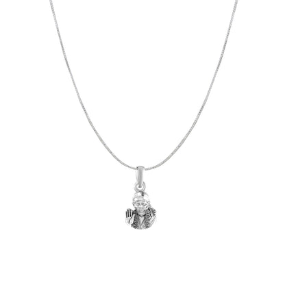 AKSHAT SAPPHIRE Sterling Silver (Silver with 92.5% purity) God Shree Sai Baba chain Pendant (Pendant with Box Chain) for Men & Women Pure Sterling Silver Lord Sai Baba chain Locket For Good Wealth & Health