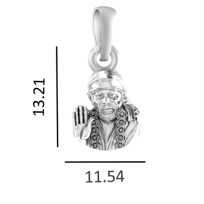 AKSHAT SAPPHIRE Sterling Silver (Silver with 92.5% purity) God Shree Sai Baba chain Pendant (Pendant with Box Chain) for Men & Women Pure Sterling Silver Lord Sai Baba chain Locket For Good Wealth & Health
