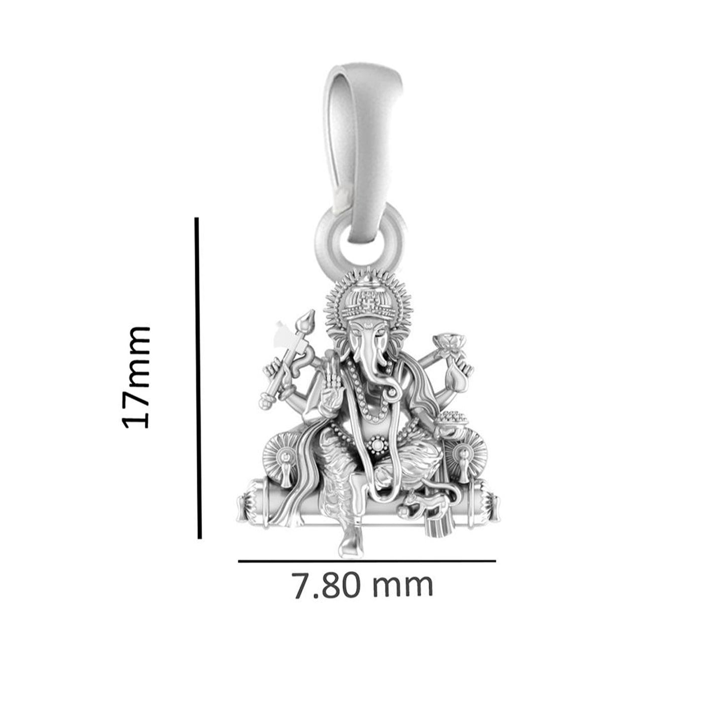 Akshat Sapphire Sterling Silver (92.5% purity) God Ganesha Chain Pendant (Pendant with Box Chain) for Men & Women Pure Silver Lord Ganapathy Chain Locket for Good Health & Wealth