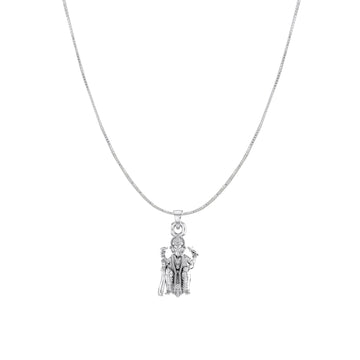Akshat Sapphire Sterling Silver (92.5% purity) God Ganesha Chain Pendant (Pendant with Box Chain) for Men & Women Pure Silver Lord Ganapathy Chain Locket for Good Health & Wealth