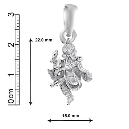 Sterling Silver (92.5% Purity) Pure Silver God Ganesha Chain Pendant (Locket with Box Chain) for Men & Women