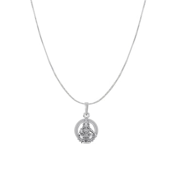 Akshat Sapphire Sterling Silver (92.5% purity) God Ayyappa Chain Pendant (Pendant with Box Chain) for Men & Women Pure Silver Lord Ayyappa Chain Locket