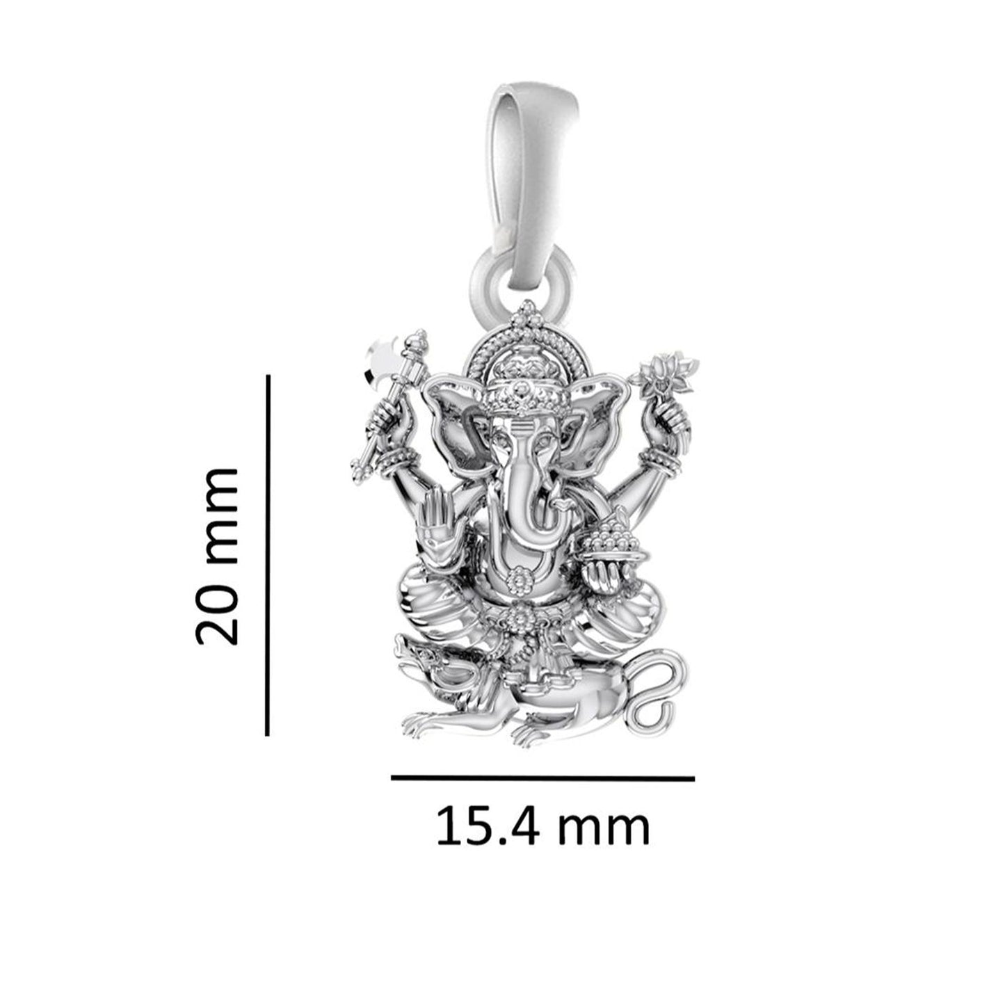 Akshat Sapphire Sterling Silver (92.5% purity) God Ganesha Chain Pendant (Pendant with Box Chain) for Men & Women Pure Silver Lord Ganapathy Chain Locket for Good Health & Wealth