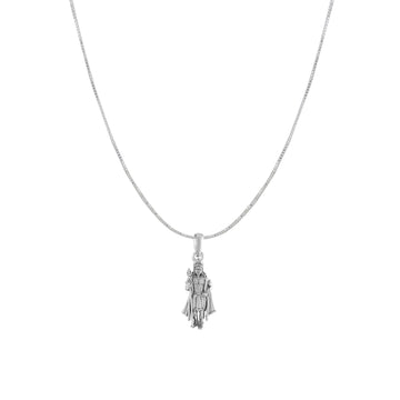 Akshat Sapphire Sterling Silver (92.5% purity) God Kartikeya Chain Pendant (Pendant with Box Chain) for Men & Women Pure Silver Lord Kartikeya Chain Locket for Good Health & Wealth
