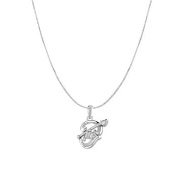 Akshat Sapphire Sterling Silver (92.5% purity) Spiritual OM Chain Pendant (Pendant with Box Chain) for Men & Women Pure Silver Divine OM Chain Locket for Health & Wealth