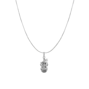Goddess Maa Lalitha Parameswari Chain Pendant (Pendant with Box Chain) for Men & Women Pure Silver Lord Ma Lalita Sahasranamam Tripura Sundari chain Locket for Good Health & Wealth