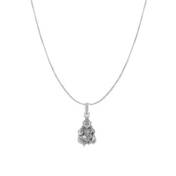 Akshat Sapphire Sterling Silver (92.5% purity) God Kuber Chain Pendant (Pendant with Box Chain) for Men & Women Pure Silver Lord Kubera Chain Locket for Good Health & Wealth
