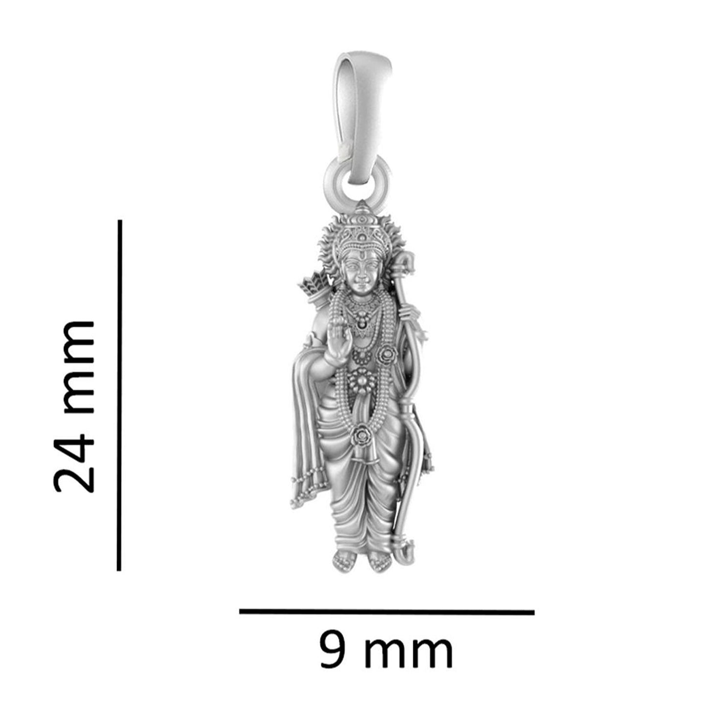 Akshat Sapphire Sterling Silver (92.5% purity) God Ram Ji chain Pendant (Pendant with Box Chain) for Men & Women Pure Silver Bhagwan Shri Ram Locket for Good Health & Wealth