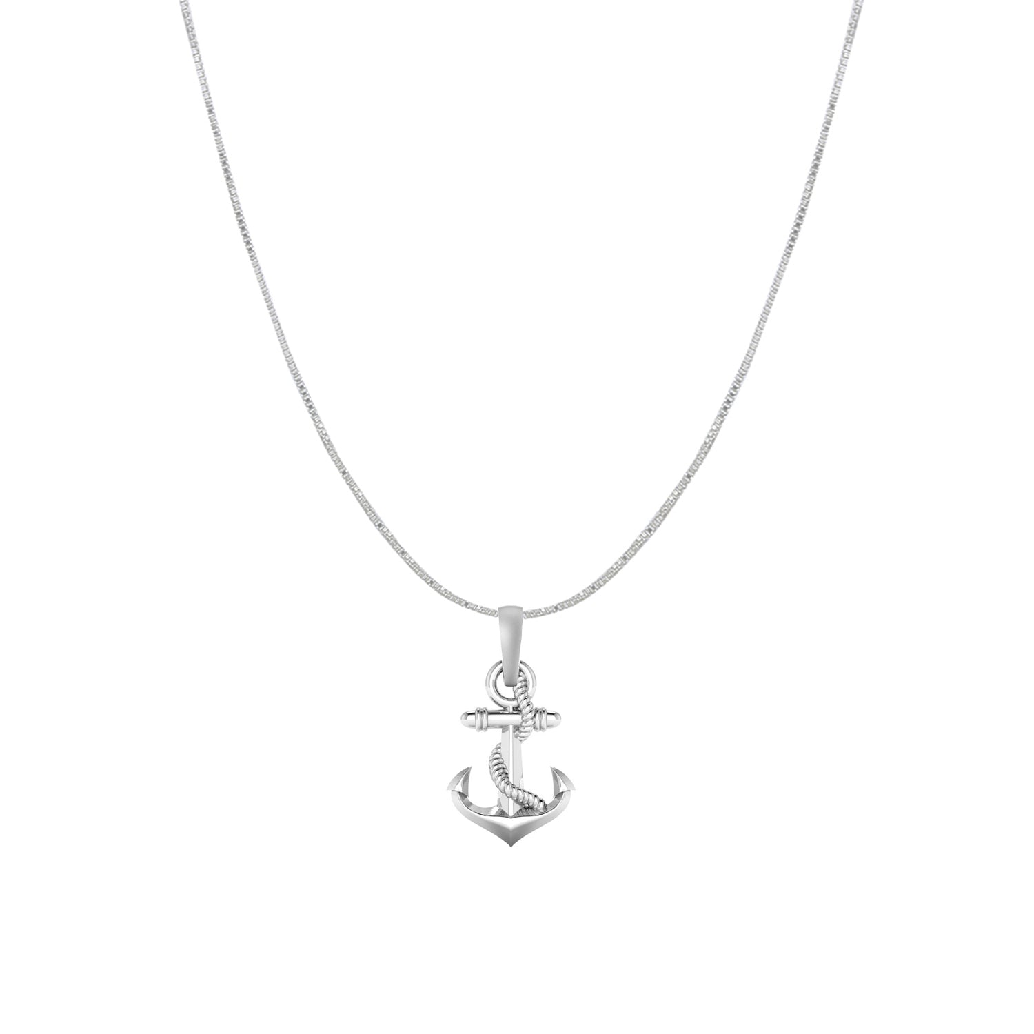 Akshat Sapphire Sterling Silver (92.5% purity) Ship Anchor Chain Pendant (Pendant with Box Chain) for Men & Women Pure Silver Stylish and fashionable ship anchor chain Locket for Good Health & Wealth