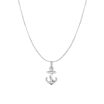 Akshat Sapphire Sterling Silver (92.5% purity) Ship Anchor Chain Pendant (Pendant with Box Chain) for Men & Women Pure Silver Stylish and fashionable ship anchor chain Locket for Good Health & Wealth